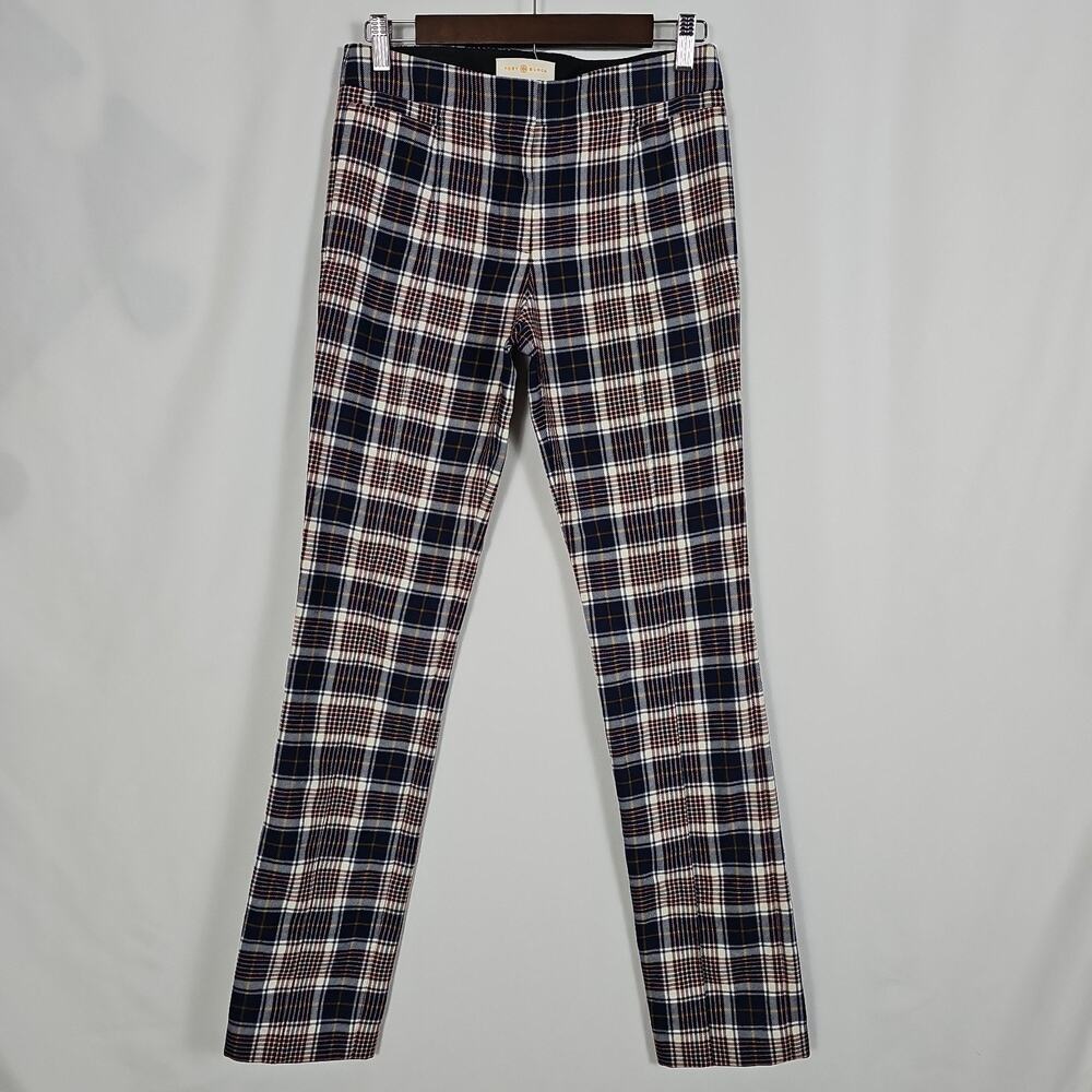 Tory Burch Garrett Tartan Plaid Trouser Pants Women Size 2 Straight Leg